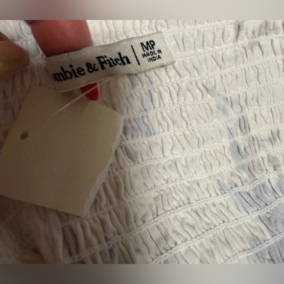 Abercrombie and Fitch Natural White Blue Floral Emerson Tie Strap Maxi Dress M - Picture 12 of 12